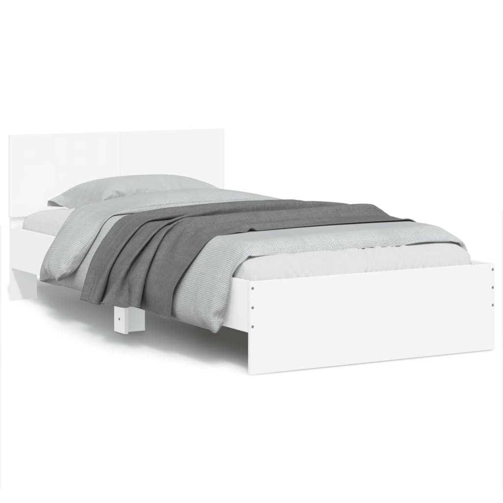 Bed Frame without Mattress with LED Lights White 100x200 cm