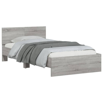 Bed Frame without Mattress with LED Grey Sonoma 100x200 cm