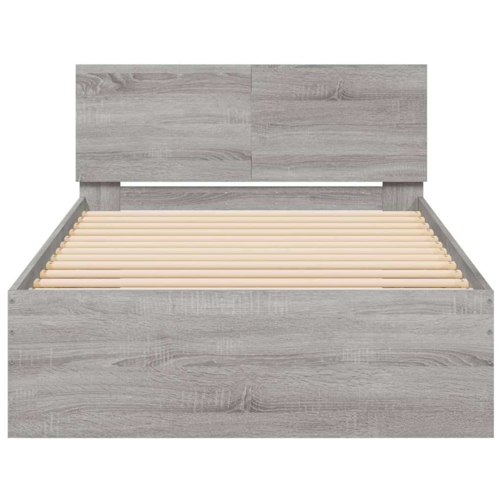 Bed Frame without Mattress with LED Grey Sonoma 100x200 cm