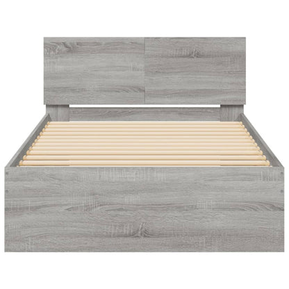 Bed Frame without Mattress with LED Grey Sonoma 100x200 cm