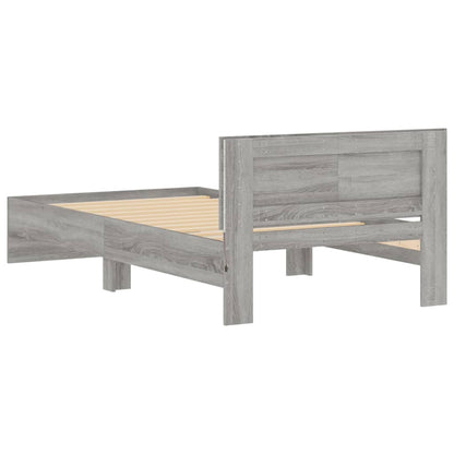Bed Frame without Mattress with LED Grey Sonoma 100x200 cm