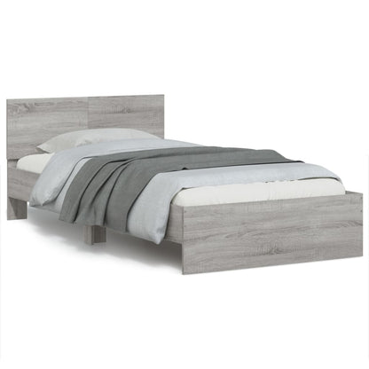 Bed Frame without Mattress with LED Grey Sonoma 100x200 cm