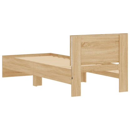 Bed Frame without Mattress with LED Lights Sonoma Oak 90x200 cm
