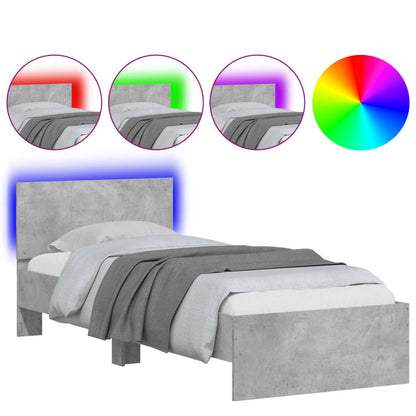 Bed Frame without Mattress with LED Concrete Grey 90x200 cm