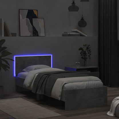Bed Frame without Mattress with LED Concrete Grey 90x200 cm