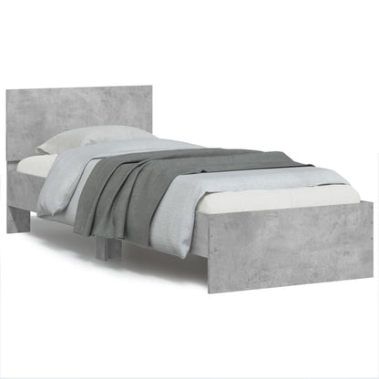 Bed Frame without Mattress with LED Concrete Grey 90x200 cm
