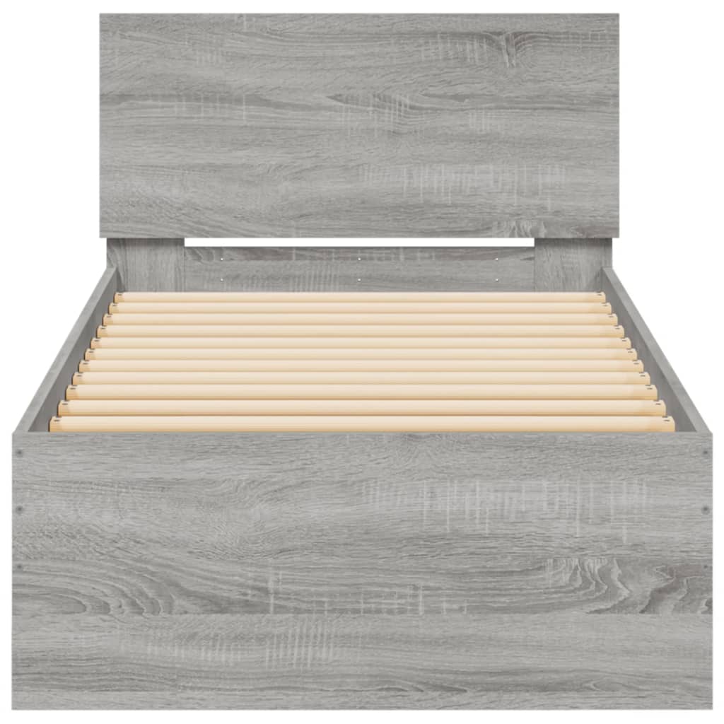 Bed Frame without Mattress with LED Lights Grey Sonoma 90x200cm