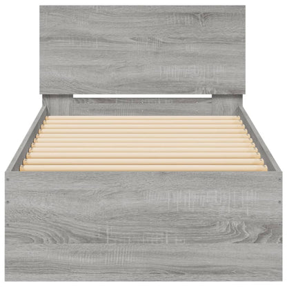 Bed Frame without Mattress with LED Lights Grey Sonoma 90x200cm