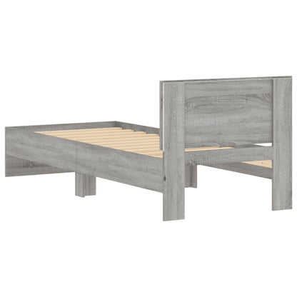 Bed Frame without Mattress with LED Lights Grey Sonoma 90x200cm
