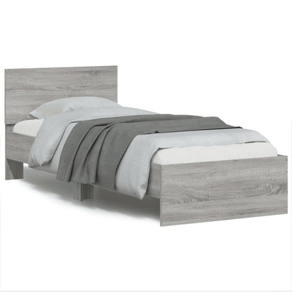 Bed Frame without Mattress with LED Lights Grey Sonoma 90x200cm