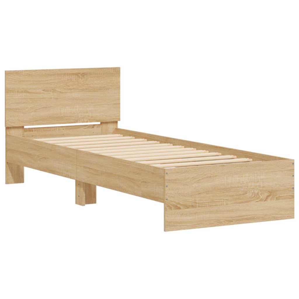 Bed Frame without Mattress with LED Lights Sonoma Oak 90x190 cm Single