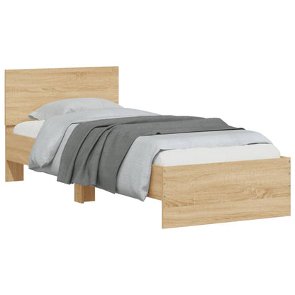 Bed Frame without Mattress with LED Lights Sonoma Oak 90x190 cm Single