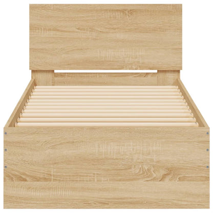 Bed Frame without Mattress with LED Lights Sonoma Oak 90x190 cm Single