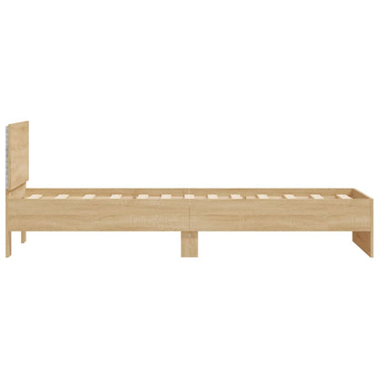 Bed Frame without Mattress with LED Lights Sonoma Oak 90x190 cm Single