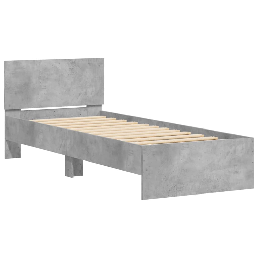 Bed Frame without Mattress with LED Concrete Grey 90x190 cm