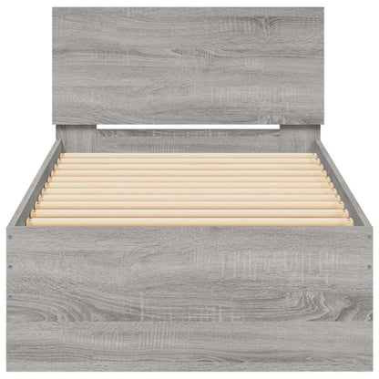 Bed Frame without Mattress with LED Lights Grey Sonoma 90x190 cm Single