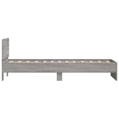 Bed Frame without Mattress with LED Lights Grey Sonoma 90x190 cm Single