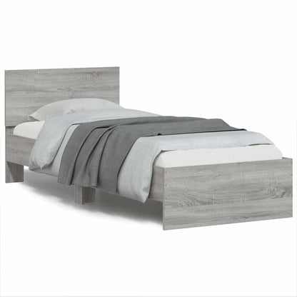 Bed Frame without Mattress with LED Lights Grey Sonoma 90x190 cm Single