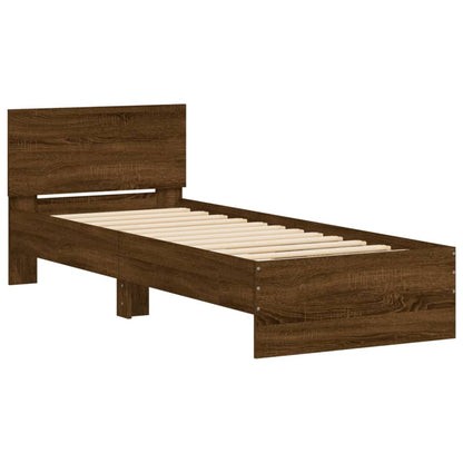 Bed Frame without Mattress with LED Lights Brown Oak 90x190 cm Single