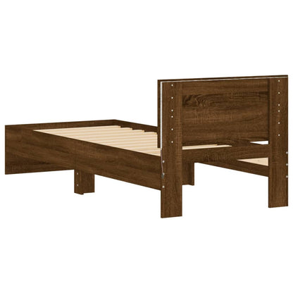 Bed Frame without Mattress with LED Lights Brown Oak 90x190 cm Single
