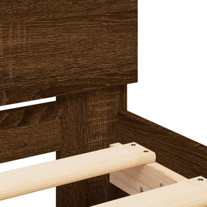 Bed Frame without Mattress with LED Lights Brown Oak 90x190 cm Single