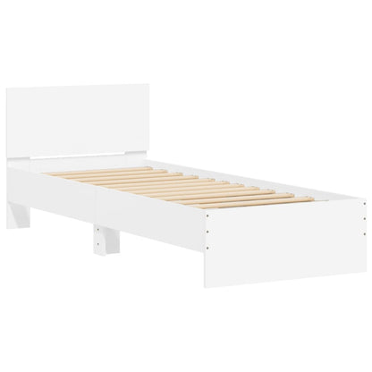 Bed Frame without Mattress with LED Lights White 75x190 cm Small Single
