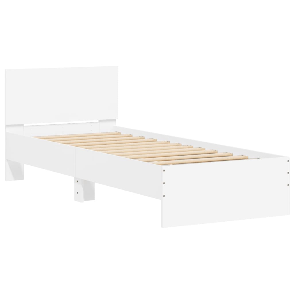 Bed Frame without Mattress with LED Lights White 75x190 cm