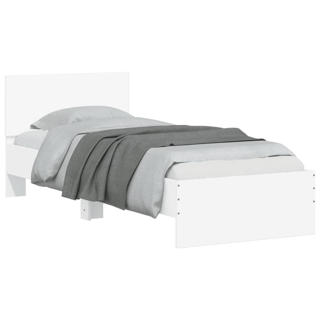 Bed Frame without Mattress with LED Lights White 75x190 cm Small Single