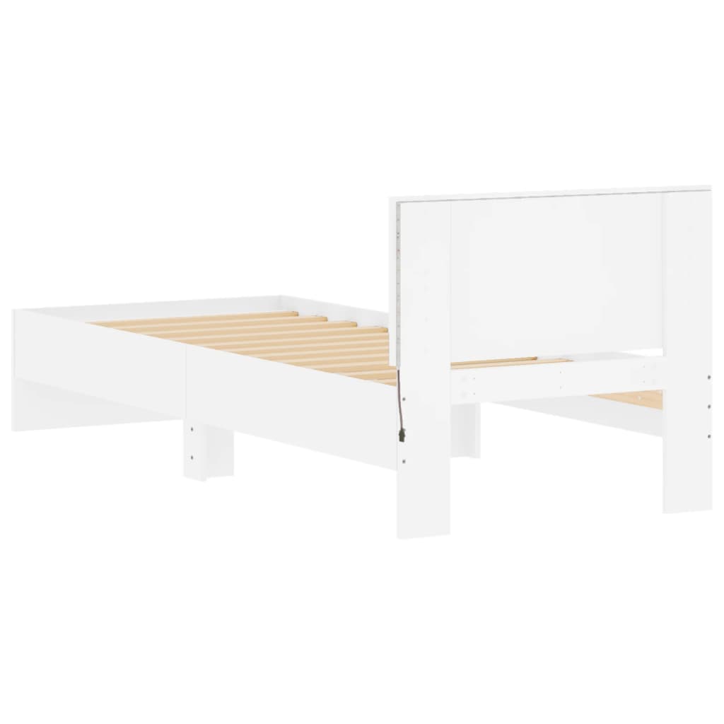 Bed Frame without Mattress with LED Lights White 75x190 cm