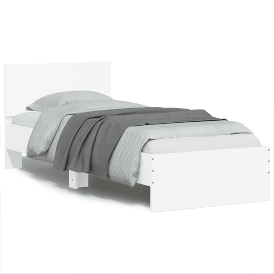 Bed Frame without Mattress with LED Lights White 75x190 cm
