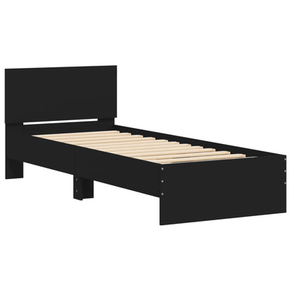 Bed Frame without Mattress with LED Lights Black 75x190 cm