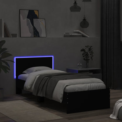 Bed Frame without Mattress with LED Lights Black 75x190 cm