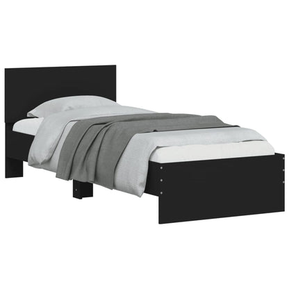 Bed Frame without Mattress with LED Lights Black 75x190 cm Small Single