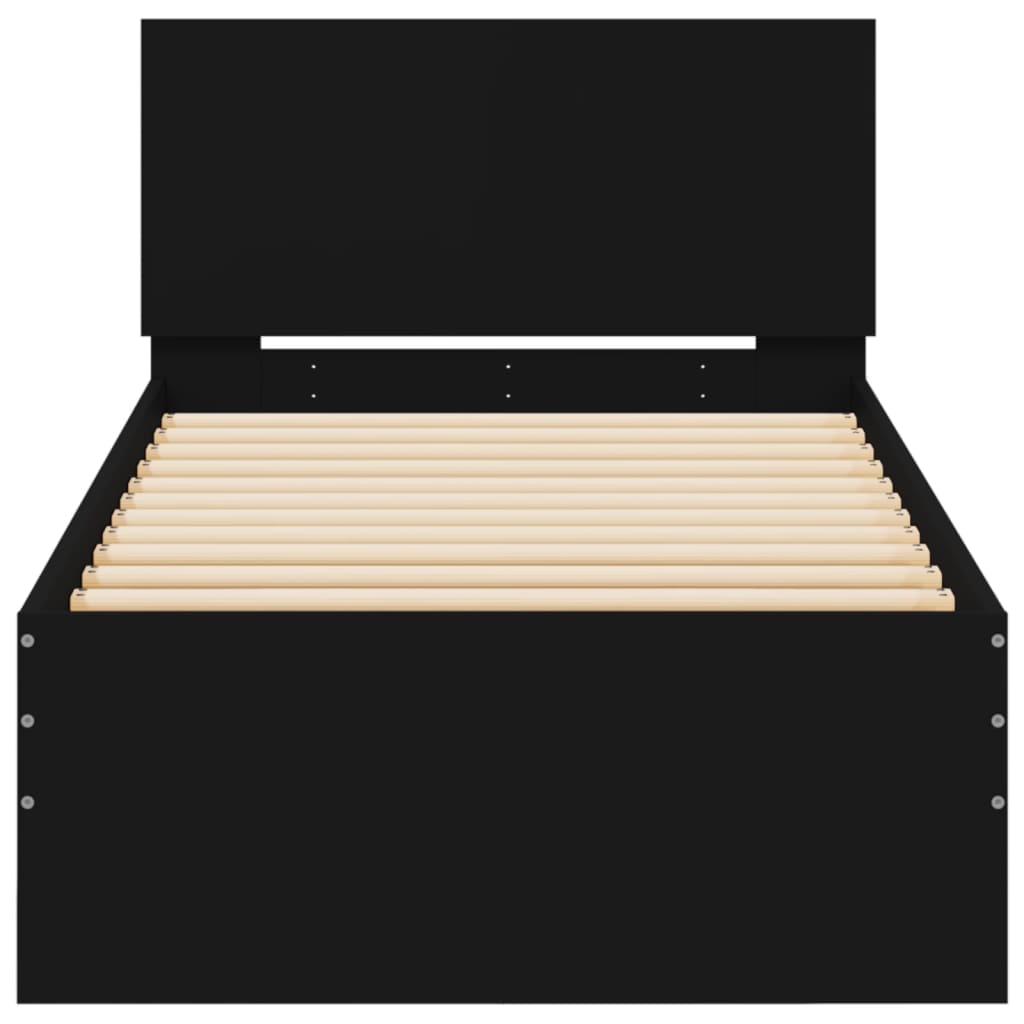 Bed Frame without Mattress with LED Lights Black 75x190 cm