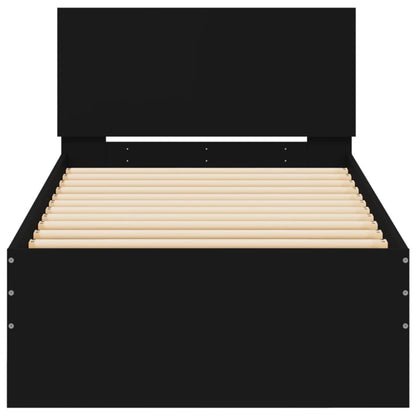 Bed Frame without Mattress with LED Lights Black 75x190 cm
