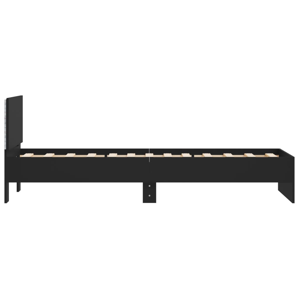 Bed Frame without Mattress with LED Lights Black 75x190 cm Small Single