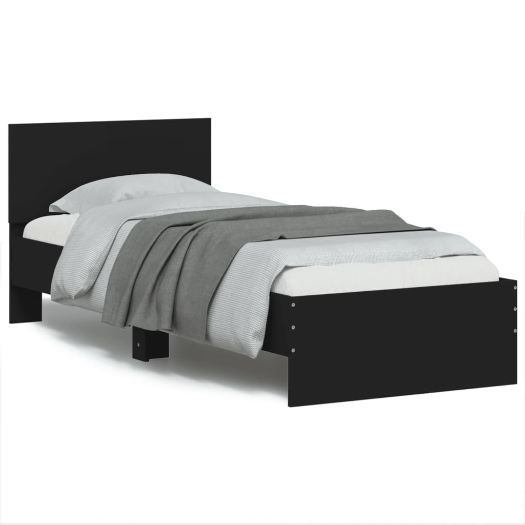 Bed Frame without Mattress with LED Lights Black 75x190 cm