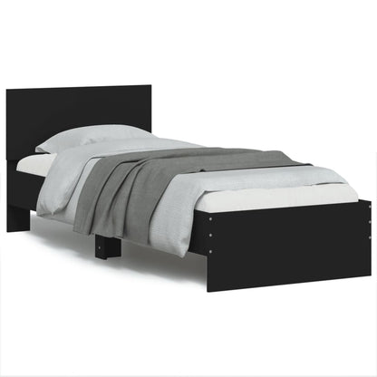Bed Frame without Mattress with LED Lights Black 75x190 cm