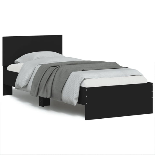 Bed Frame without Mattress with LED Lights Black 75x190 cm