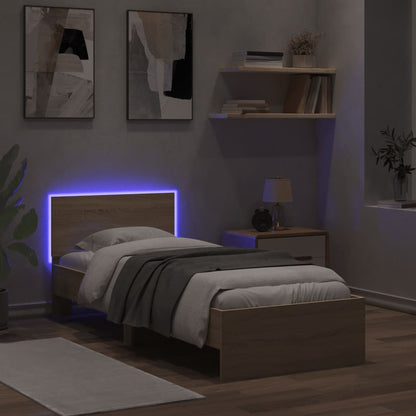 Bed Frame without Mattress with LED Lights Sonoma Oak 75x190 cm