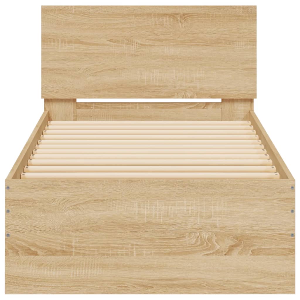 Bed Frame without Mattress with LED Lights Sonoma Oak 75x190 cm