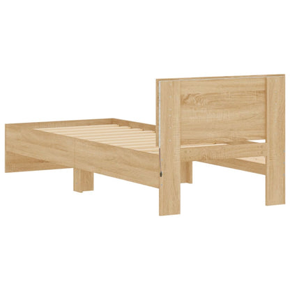 Bed Frame without Mattress with LED Lights Sonoma Oak 75x190 cm
