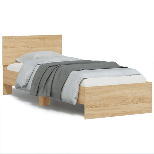 Bed Frame without Mattress with LED Lights Sonoma Oak 75x190 cm