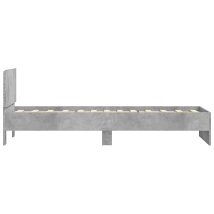 Bed Frame without Mattress with LED Concrete Grey 75x190 cm