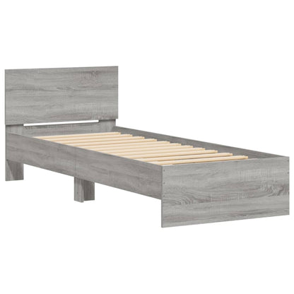 Bed Frame without Mattress with LED Lights Grey Sonoma 75x190cm