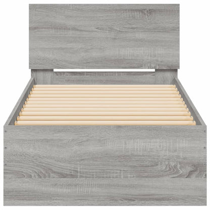 Bed Frame without Mattress with LED Lights Grey Sonoma 75x190cm