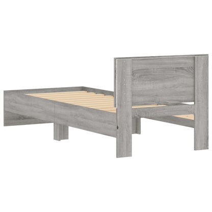 Bed Frame without Mattress with LED Lights Grey Sonoma 75x190cm