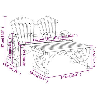Garden Lounge Set | Burnt look wood | Solid fir wood | Large | Ergonomic