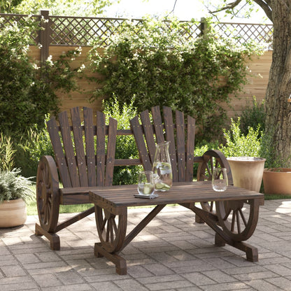 Garden Lounge Set | Burnt look wood | Solid fir wood | Large | Ergonomic