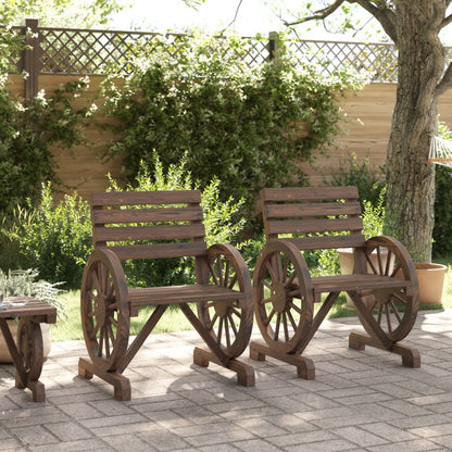 Garden Chair | Set of 2 | Burnt wood | Solid fir wood | Standard